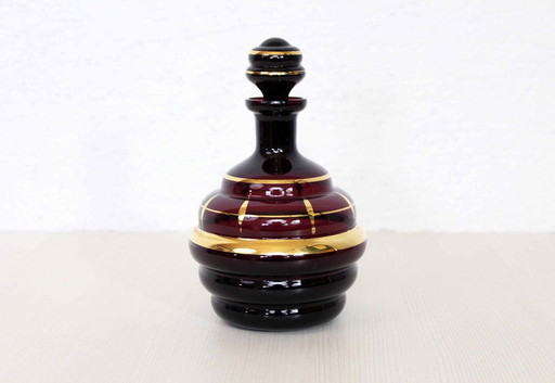 Carafe Vintage en verre fumé et doré