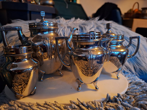 Set da caffè in argento Kurz&Co in stile Art Nouveau.