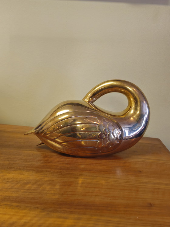 Image 1 of Vintage Zware Messing Zwanen Zwaan Vogels Beelden