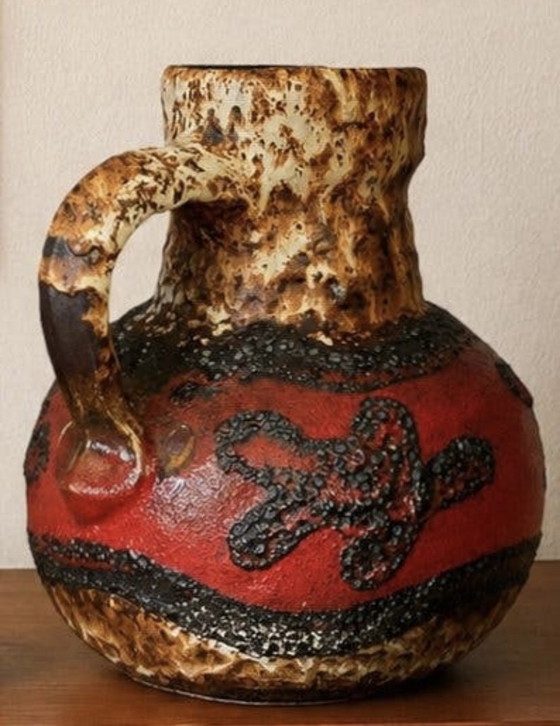 Image 1 of Vintage vases set (2 pieces) Bay 631-20 Fat Lava West Germany 1960s