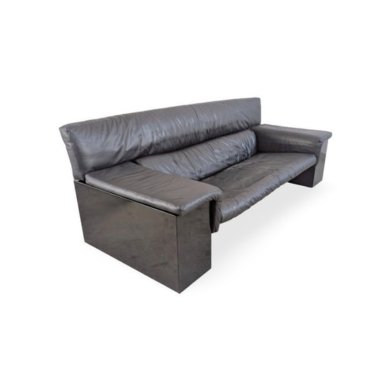 Knoll Brigadier Dreisitzer Leder schwarz Cini Boeri Hochlehner – 3-5 Sitzer Sofas, Wood, Leather (photo 3 of 12)