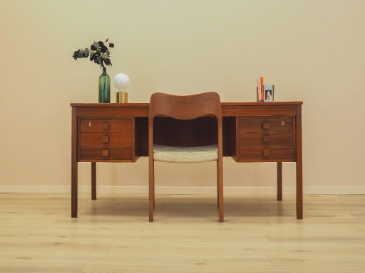 Escritorio danés de teca con seis cajones, chapado en madera, década de 1960. – bureau, Wood (photo 2 of 19)