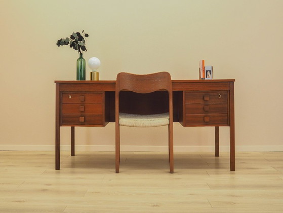Escritorio danés de teca con seis cajones, chapado en madera, década de 1960. – Wood (photo 2 of 19)