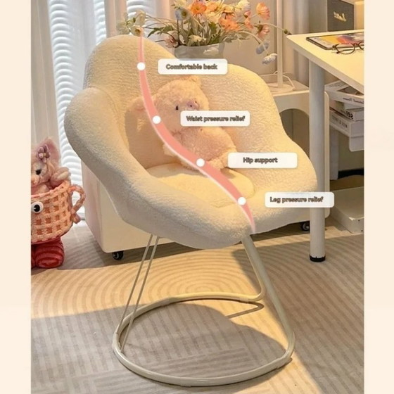 Image 1 of Make-up stoel, kaptafelstoel met rugleuning, kruk in crèmestijl, moderne minimalistische draaibare nagelstoel voor thuisgebruik.