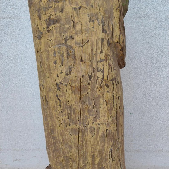 Image 1 of Life-size handmade antique wooden religious statue, saint statue, image