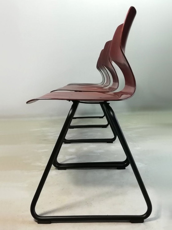 Image 1 of 4x sedia laterale FLÖTOTTO PAGWOOD set di sedie anni '70 nere VINTAGE design industriale seduta modellata