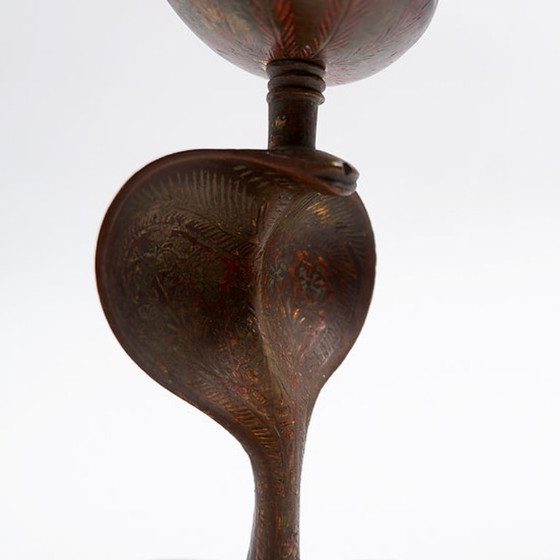 Image 1 of Persian-style brass candlestick in the shape of a cobra - 20th century