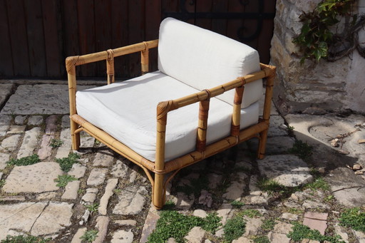 Poltrona in rattan di Dal Vera, Italia 1970