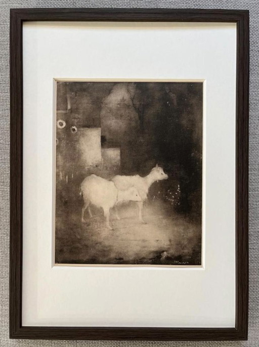 Jan Mankes 1889-1920 / Héliogravure Chèvres dans la forêt 1923