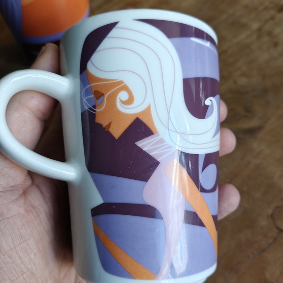 Image 1 of Juego de 2 tazas Kahla Germany – estilo posmoderno/Memphis