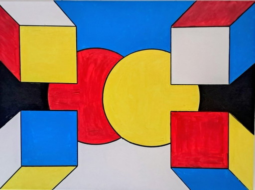 Enzo San Marco - Lights In The City - Artist Painting – schilderijen tekeningen, Canvas (photo 2 of 19)