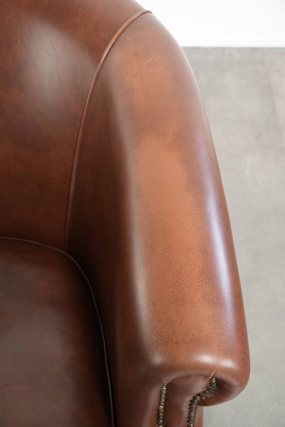 Image 1 of 2 poltrone club in stile inglese, belle e comode, in pelle di vacchetta color cognac.