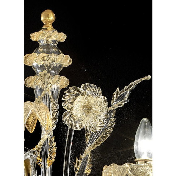Image 1 of Luxury Italian "Ca' Rezzonico" with Gold Flowers and Leaves Murano Glass