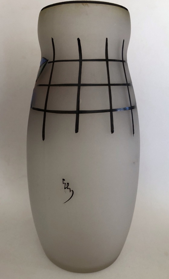 Leune Art Deco enameled glass Vase - Auguste Heiligenstein (circa 1925)., Black (photo 4 of 11)