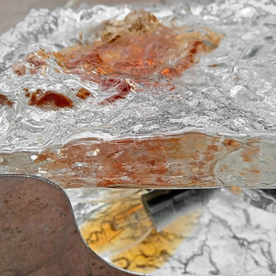 Image 1 of Venini Italy Wandleuchte „Stone“, Design aus den 70er Jahren, dickes Säureglas