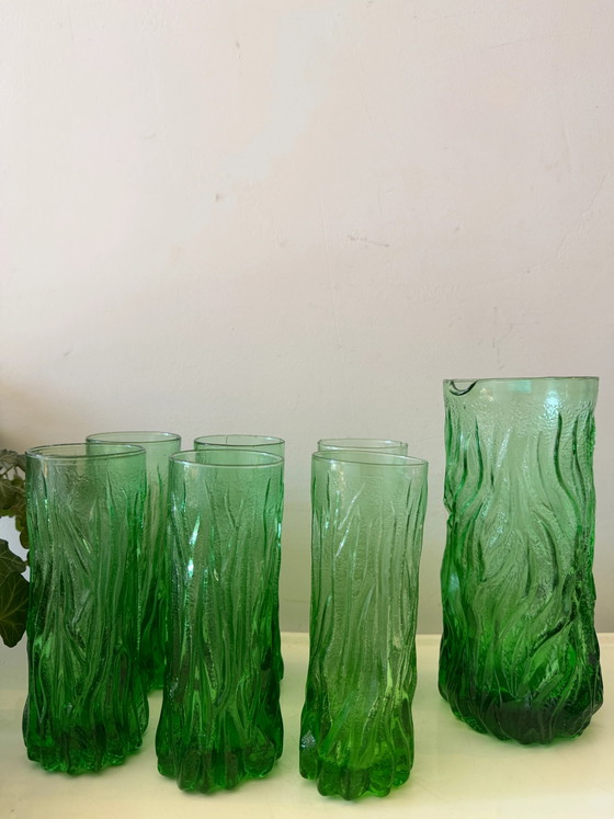 Vintage Italiaanse Bark Glas Karaffenset – Glazen & Karaffen, Italian Design (photo 5 of 6)