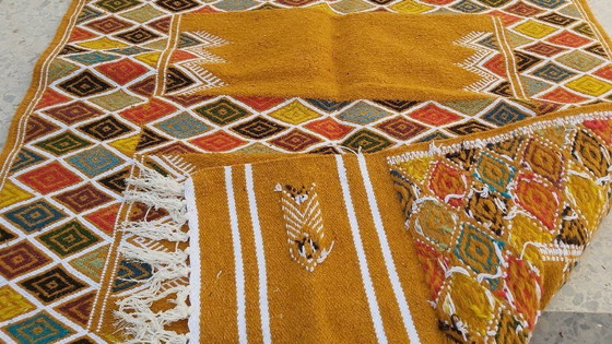 Image 1 of Natuurlijke Wol Handgeweven Berber Kelim Vloerkleed