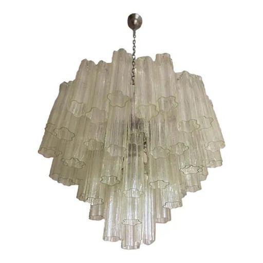 Contemporary Champagne "Tronchi" Murano Glass Chandelier in Venini Style