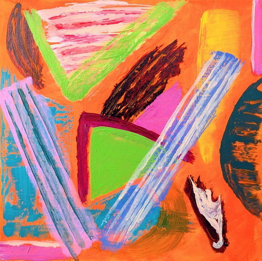 Nigel Waters Abstract Expressionist Painting 52 Acrylic On Canvas Board 30x30cm