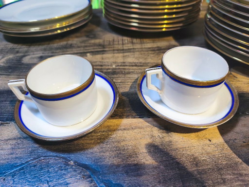 2 Cups And Saucers Richard Ginori Blue Palermo Edition – servies, Porcelain