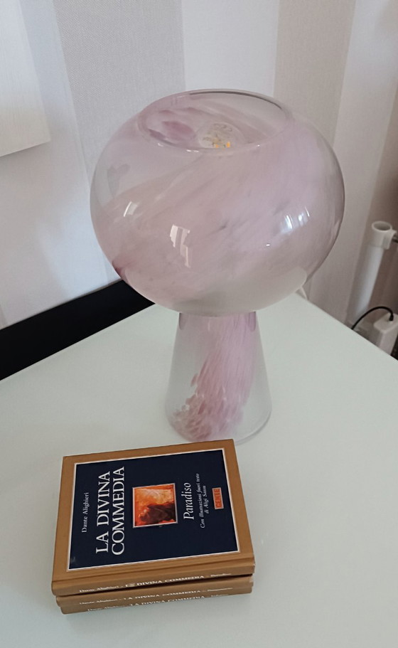 Image 1 of MURANO Vintage Pink Swirl Glass Table Lamp - Mid-Century - Made in Italy - Perfect