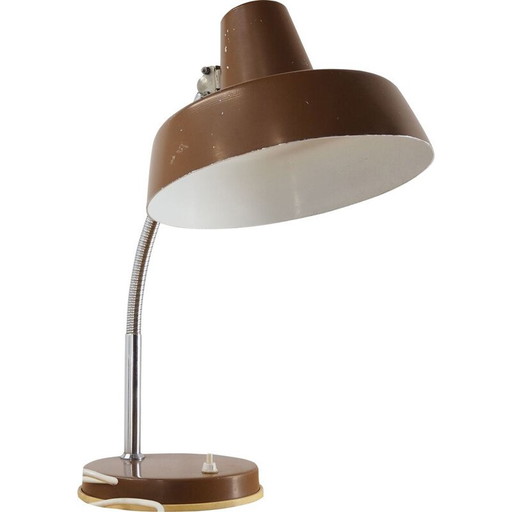 Lámpara de mesa vintage ajustable en cromo y metal, Checoslovaquia 1960