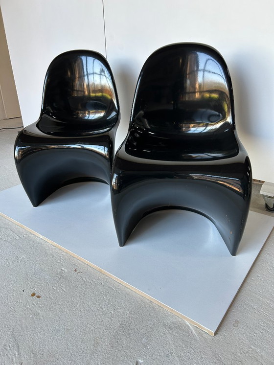 Image 1 of 2x sedia Verner Panton Classic, Herman Miller/Fehlbaum, nera