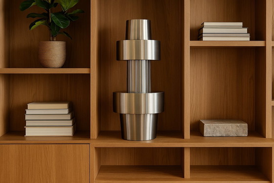 Image 1 of Dôme Deco Vaas 'Toba' - M - Silber