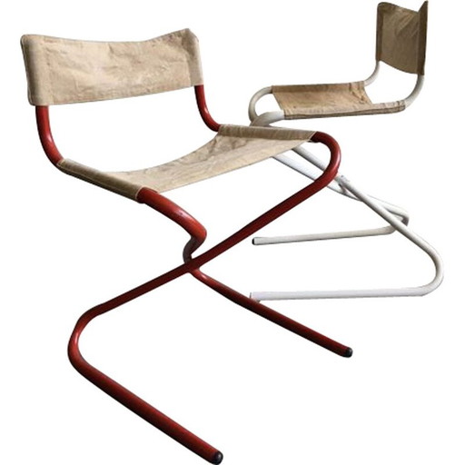 Pair of Vintage folding Bieffeplast Z-chair by Eric Magnussen, 1968