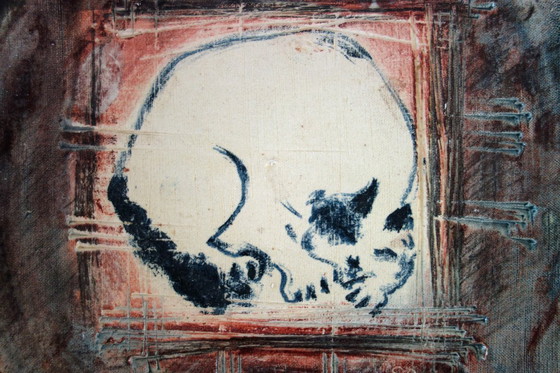 Image 1 of Grand plat motif chat en poterie vintage