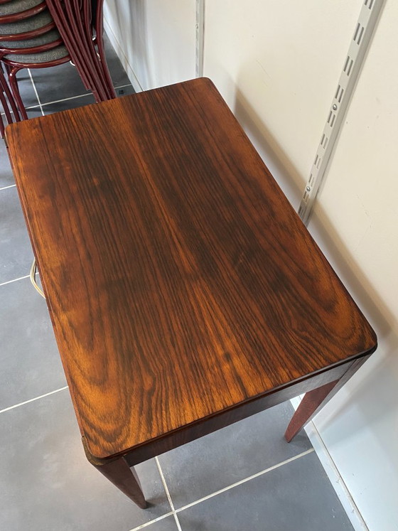 Image 1 of Vintage 1950s rosewood veneer side table/desk with one drawer