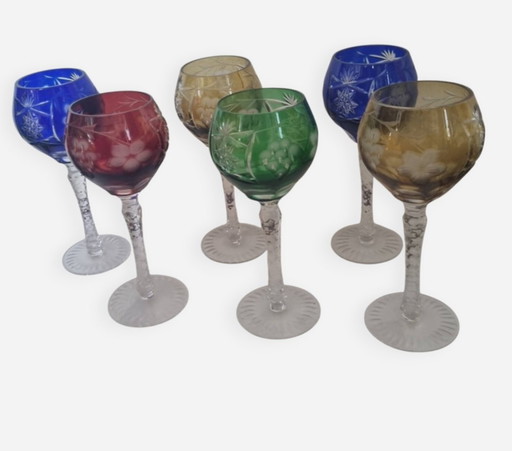6 St Louis crystal stemmed glasses