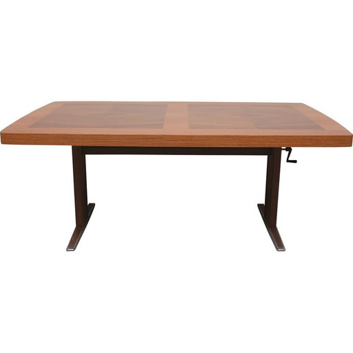 Mesa de centro vintage regulable en altura con incrustaciones, años 60