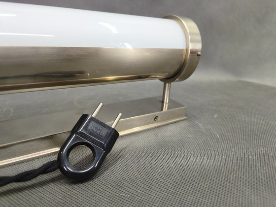 Image 1 of Bauhaus wandlamp van nikkel met glazen buis, jaren 1930