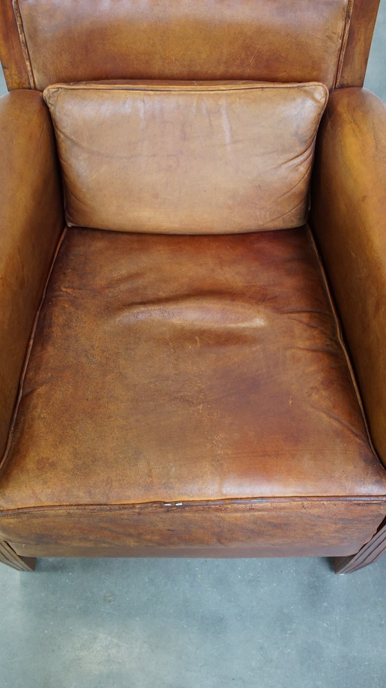 Image 1 of 2 X Sheep Leather Armchair With Decorative Cushion