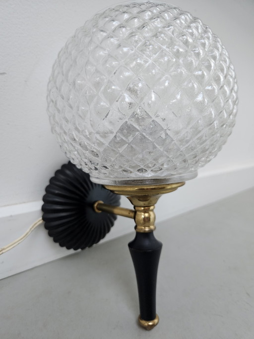 Vintage Wall Lamp with Crystal Glass