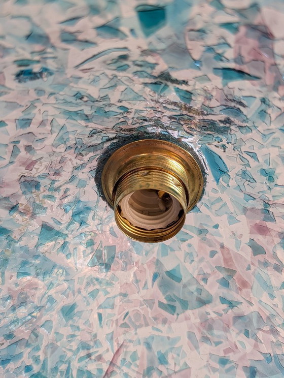 Image 1 of Vintage Murano Glass Graniglia Pendant Lamp by Sylcom — New Old Stock — 1980s Italian Art Glass Ceiling Light