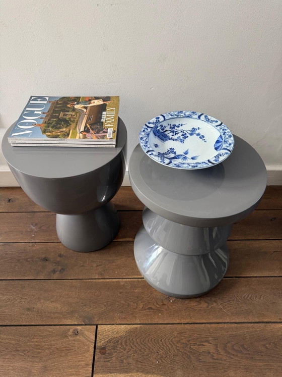 Set grauer Pols Potten Hocker / Zickzack / Tip Tap Hocker grau POLSPOTTEN – Beistelltische, Polyester (photo 3 of 8)