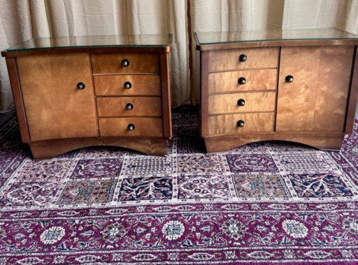 2 art deco notenhouten kastjes