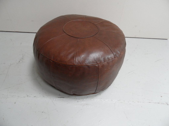 Pouf en cuir vintage, Objets déco, Daim, Marron (photo 7 sur 8)