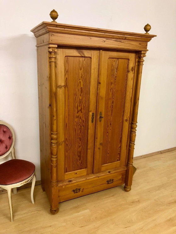 Image 1 of Softwood wardrobe, farmhouse wardrobe, antique wardrobe, Gründerzeit wardrobe, country-style wardrobe, hall wardrobe circa 1890