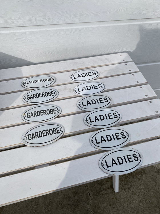 Image 1 of Étiquettes de vêtements vintage en émail pour hommes et femmes, 17 pièces