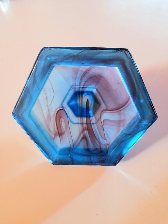 Image 1 of blauer Kerzenständer von Davidson Glass