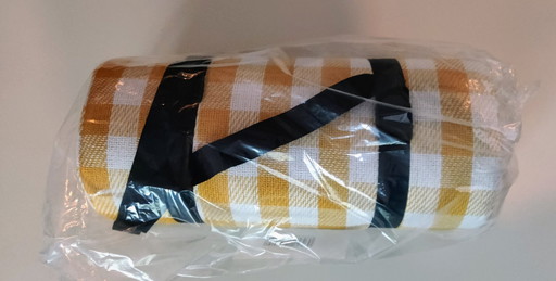 Stuoia da picnic Mattie a quadri giallo/bianco 200 x 200 cm - impermeabile - leggera