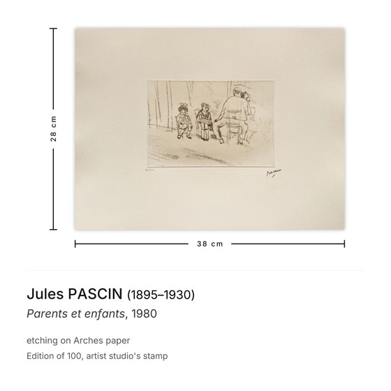 Image 1 of Jules PASCIN Padres e hijos Grabado 1980