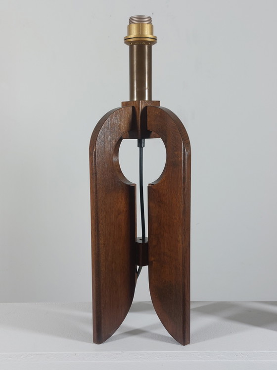 Image 1 of Rare vintage pair of wooden Temde table lamps