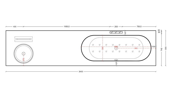 Image 1 of Mueble de baño de diseño Makro; lavabo de mármol con bañera