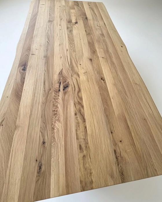 Image 1 of MCA dining table Greta 2, solid oak with live edge, frame with V-leg