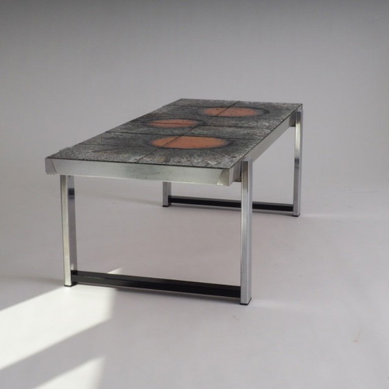 Image 1 of Mid-Century Modern Sunburst Tile Coffee Table