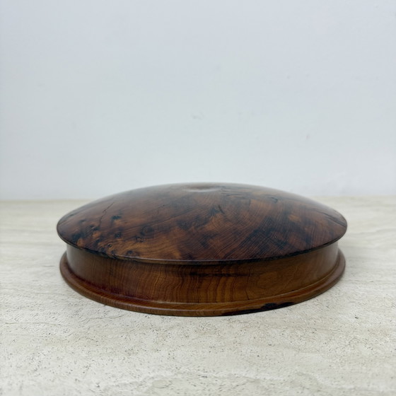 Image 1 of Boîte à bijoux ancienne en bois de ronce avec couvercle